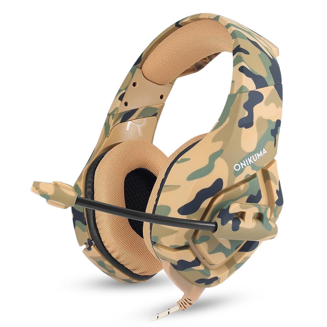 Camouflage Gaming Headset With Noise Canceling Mic - Black Red