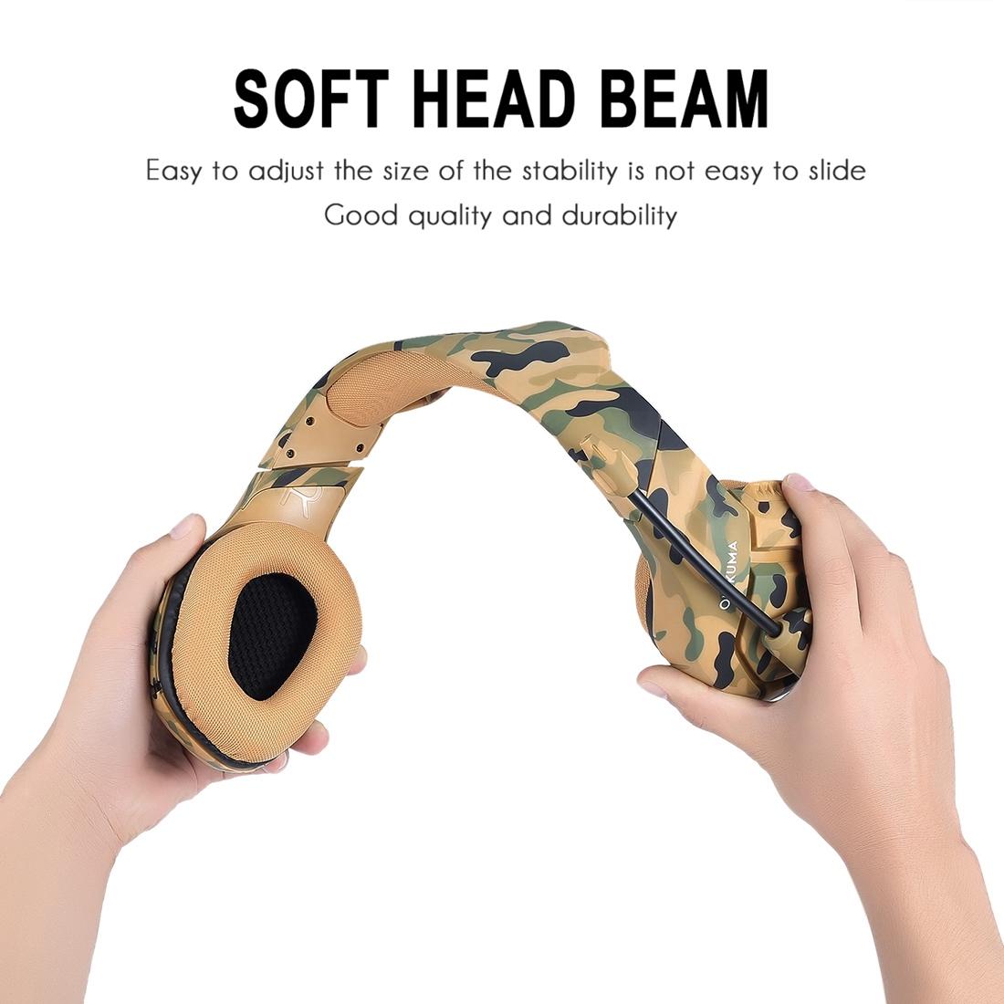 Camouflage Gaming Headset With Noise Canceling Mic - Black Red