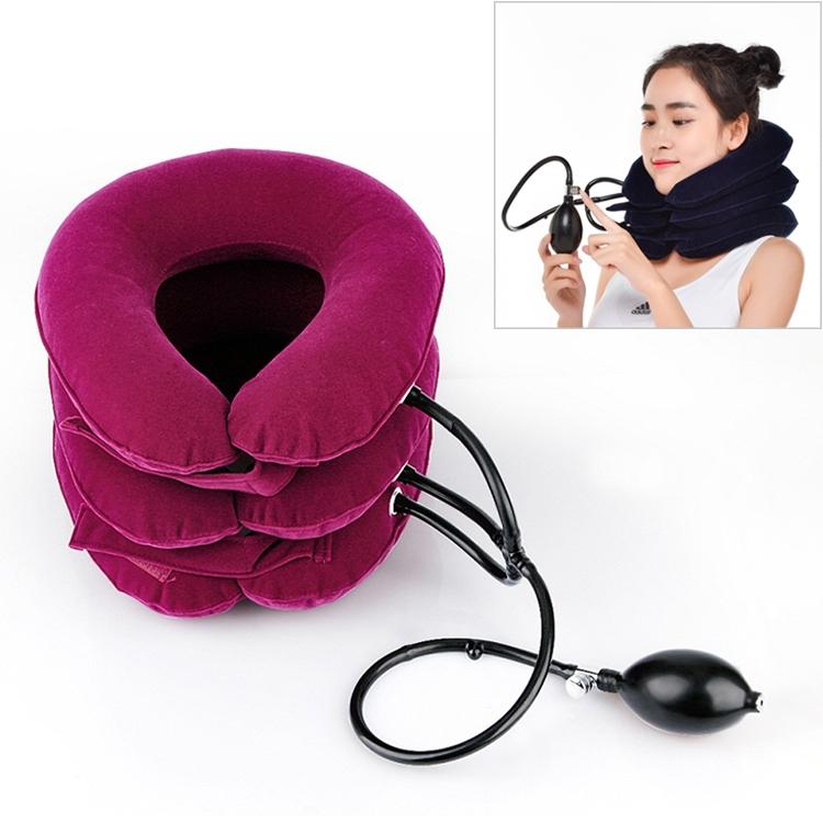 Full Cashmere Cervical Traction Instrument Neck Massage &amp; Support - Rose Red