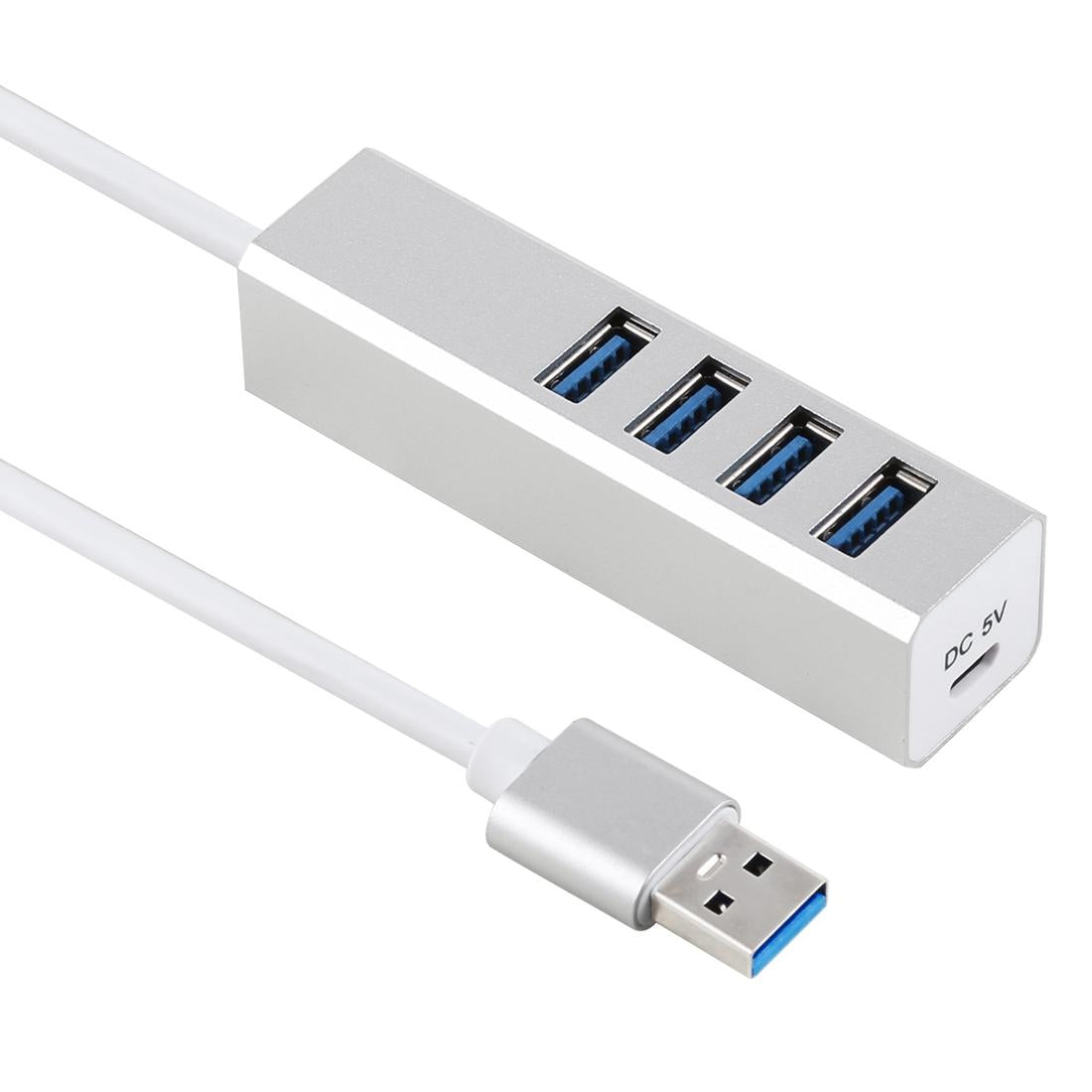 4-Port Usb 3.0 Hub 5Gbps Super Speed Self / Bus Powered Silver
