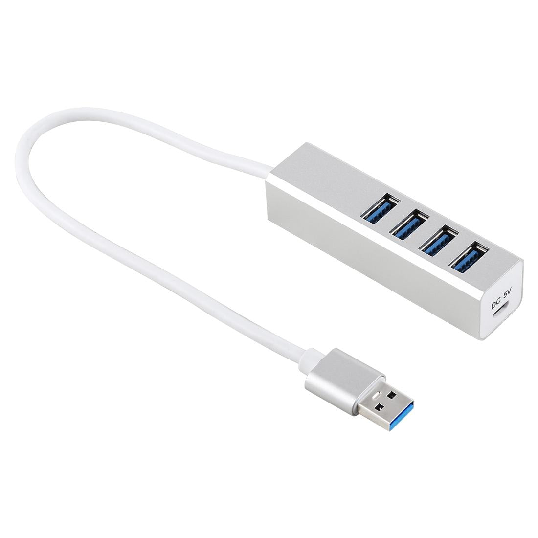4-Port Usb 3.0 Hub 5Gbps Super Speed Self / Bus Powered Silver