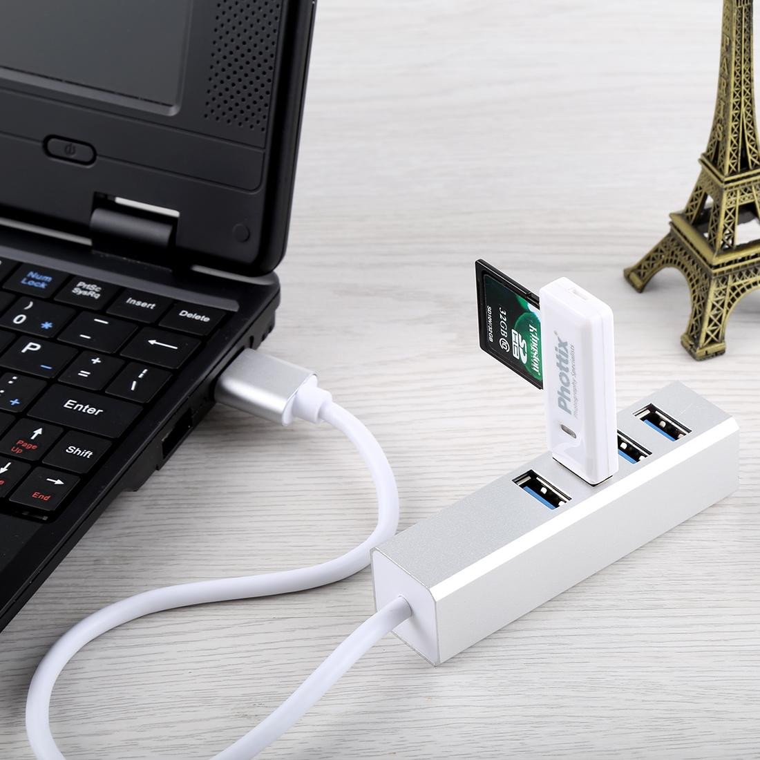 4-Port Usb 3.0 Hub 5Gbps Super Speed Self / Bus Powered Silver