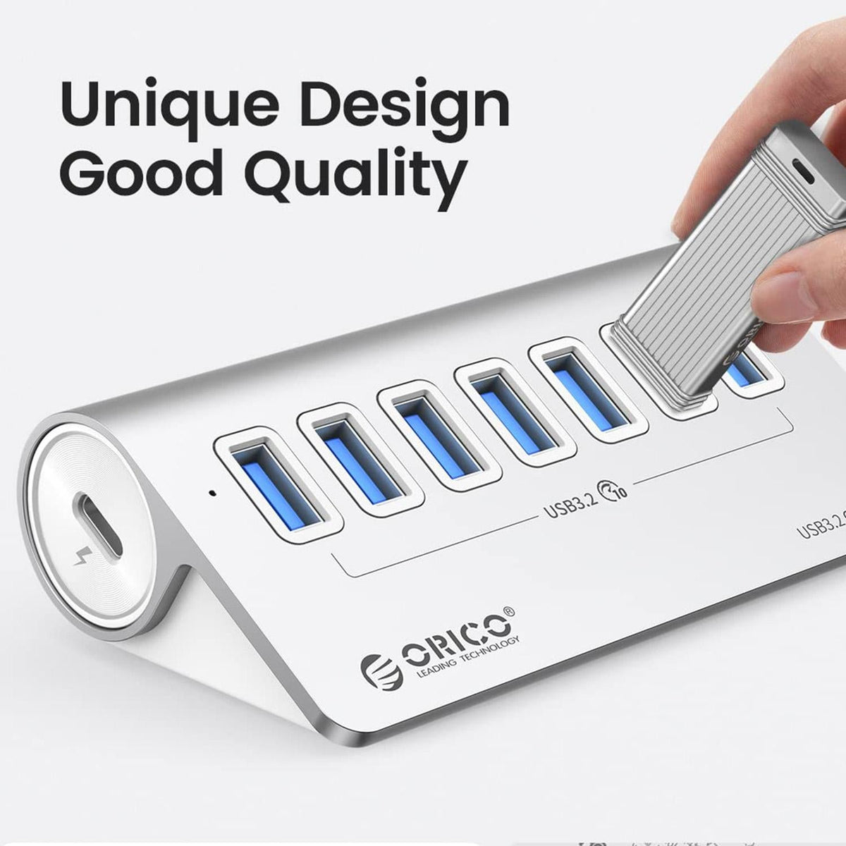7-Port Usb 3.2 Gen2 10Gbps Hub With 1M Cable