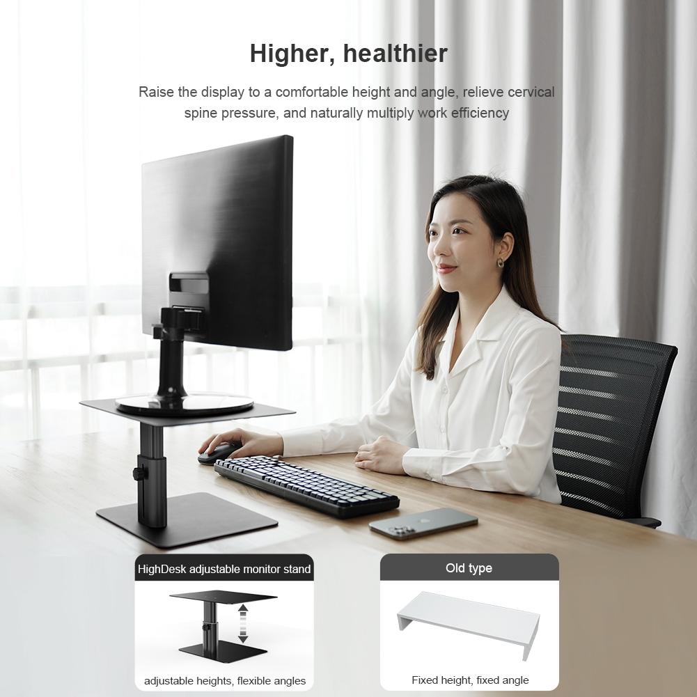 Black Adjustable Desk Stand for Laptop and Monitor - Eda0011511S