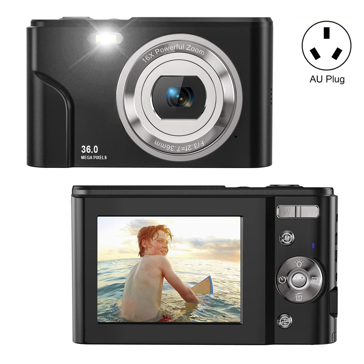 36mp 2.7k Full Hd Digital Camera with 16x Zoom for Children - 2.4 Inch Screen - Silver