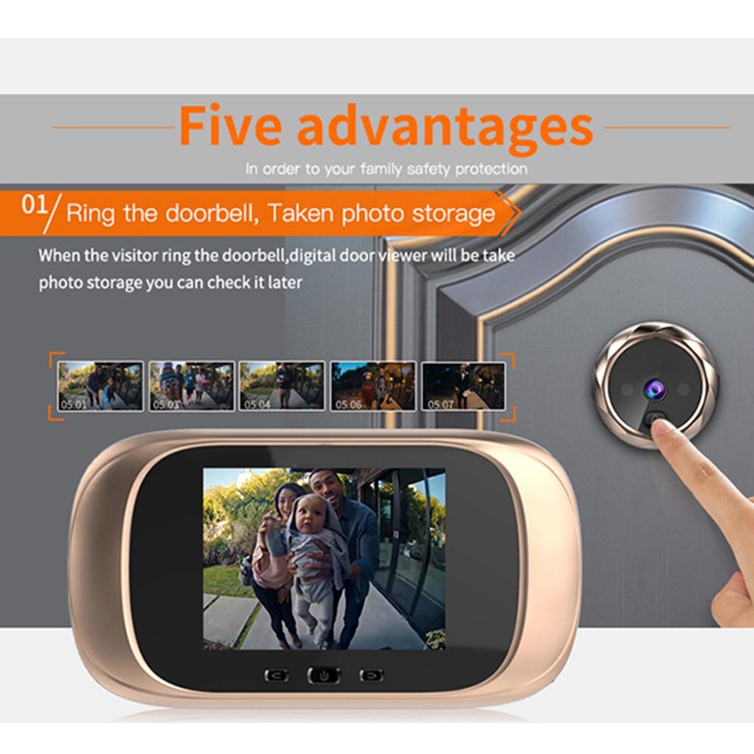 2.8 Lcd Screen Cat Eye Doorbell With Night Vision - Silver