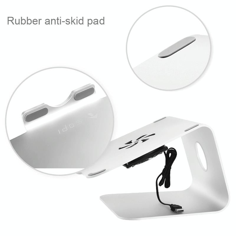 Classic Aluminum Cooling Stand with Fan for Mac Ipad and Laptops - Silver