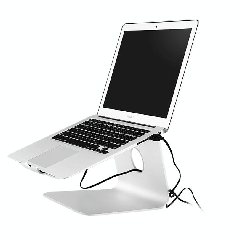 Classic Aluminum Cooling Stand with Fan for Mac Ipad and Laptops - Silver