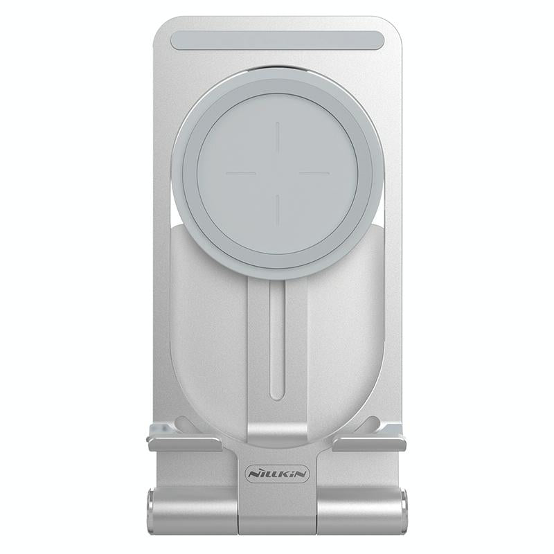 15W Foldable Wireless Charger & Phone Holder - Silver