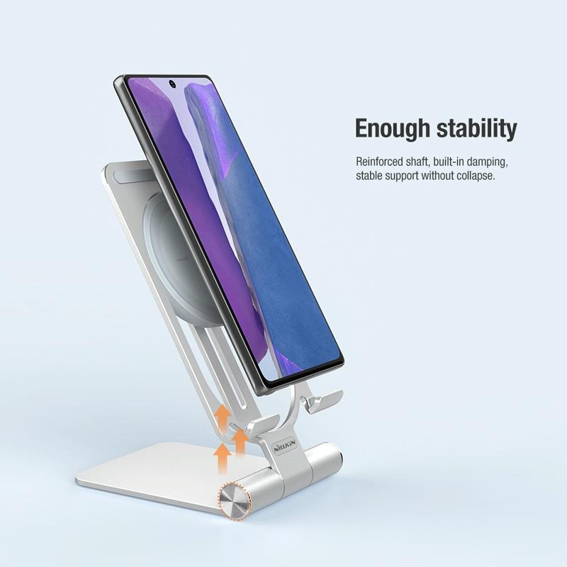 15W Foldable Wireless Charger & Phone Holder - Silver