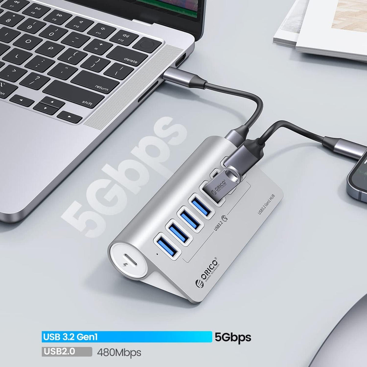 7-Port Usb 3.2 Gen1 Hub With 1M Cable