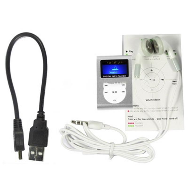 Lcd Mp3 Player With Tf / Micro Sd Slot & Metal Clip - Silver