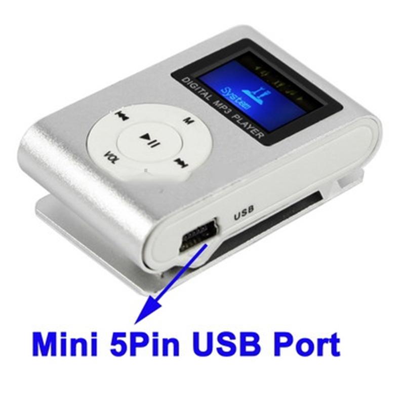 Lcd Mp3 Player With Tf / Micro Sd Slot & Metal Clip - Silver