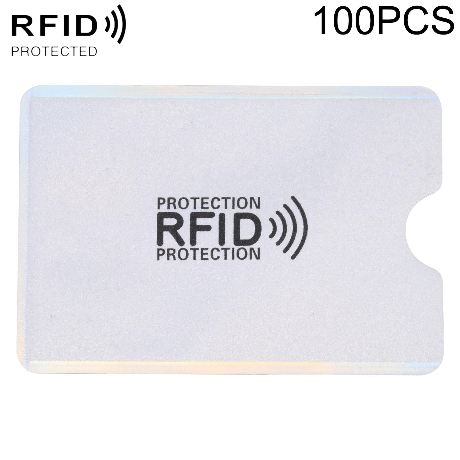 100 Rfid Blocking Aluminum Foil Card Sleeves - Pack - Silver