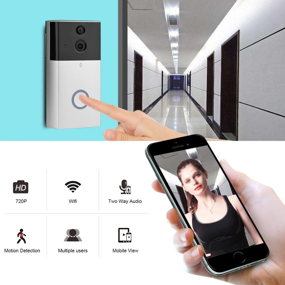 Smart Wifi Video Doorbell With Night Vision &amp; Motion Detection - Silver