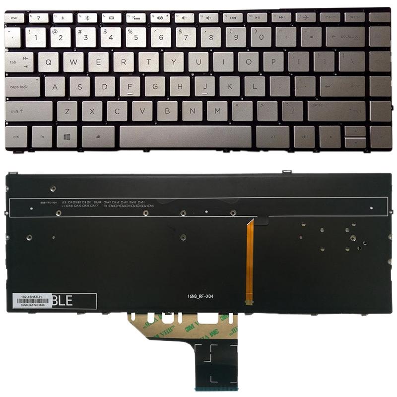 Backlit us Keyboard for Hp Spectre X360 13-w Series - Silver