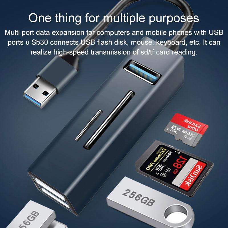 5-In-1 Usb3.0 Hub Adapter 3X Usb + Sd / Tf Reader - Silver