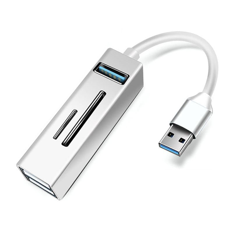 5-In-1 Usb3.0 Hub Adapter 3X Usb + Sd / Tf Reader - Silver