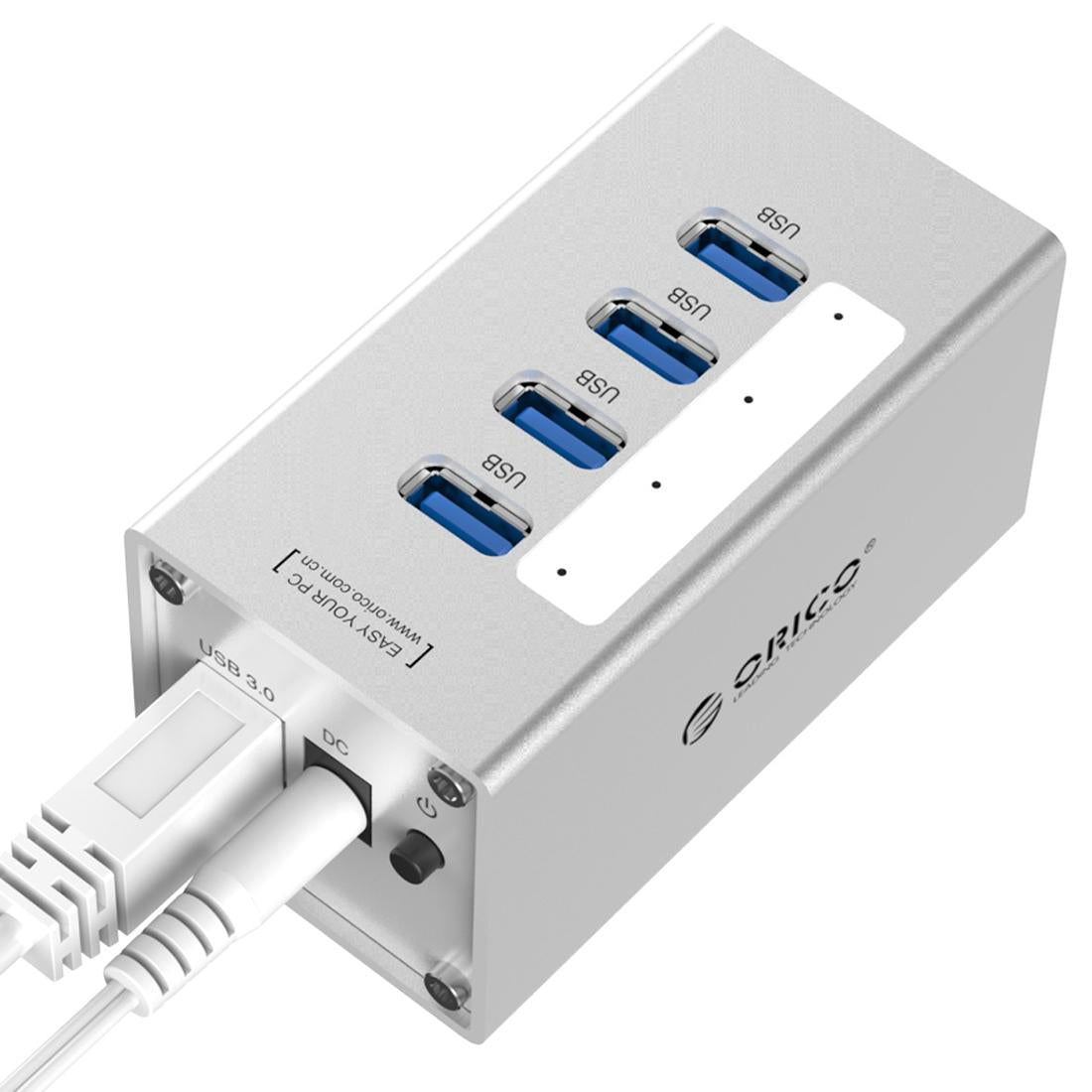 Aluminum 4-Port Usb 3.0 Hub + 12V Power Supply