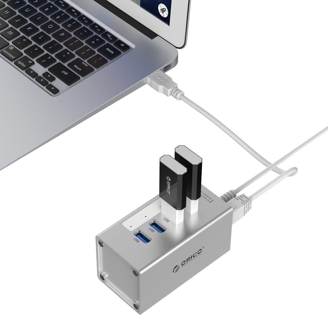 Aluminum 4-Port Usb 3.0 Hub + 12V Power Supply