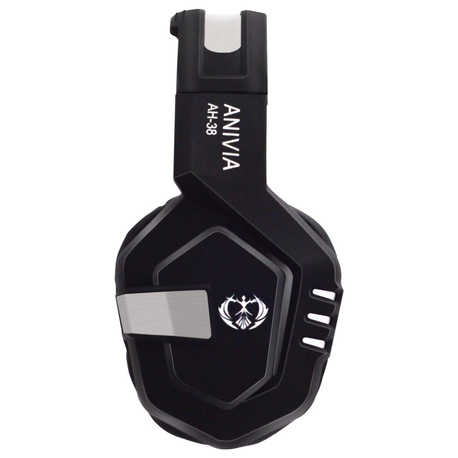 Retractable Mic Gaming Headset 3.5Mm Plug 2M Cable Black Silver