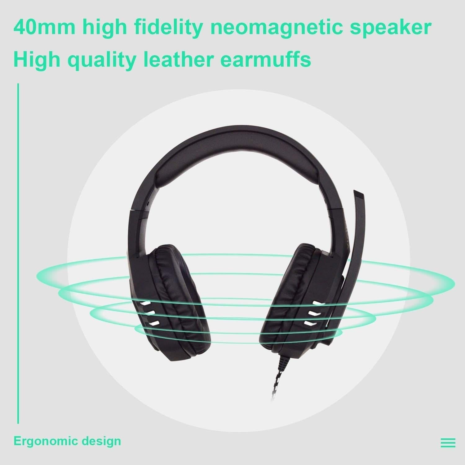 Retractable Mic Gaming Headset 3.5Mm Plug 2M Cable Black Silver