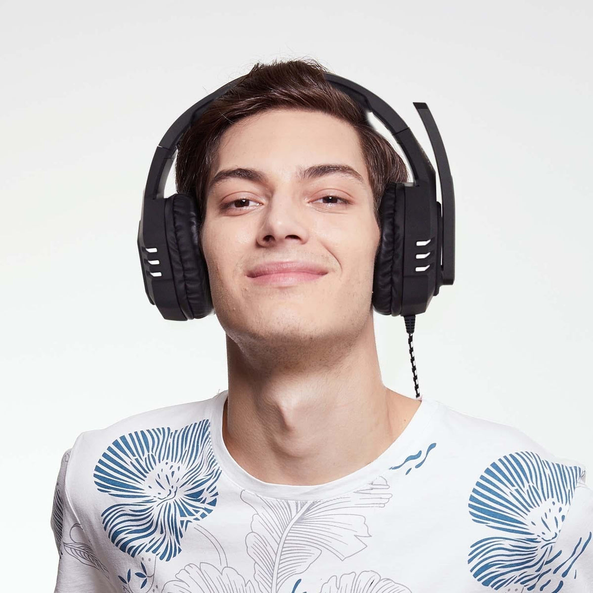 Retractable Mic Gaming Headset 3.5Mm Plug 2M Cable Black Silver