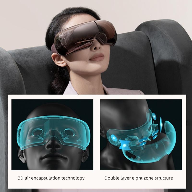 Smart Eye Massager With Hot Compress Air Pressure & Vibration - Light Smoke