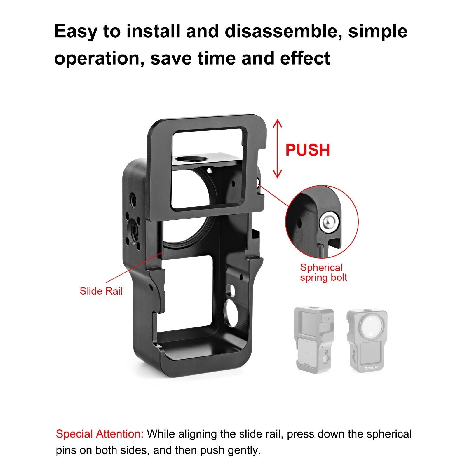 Aluminum Cage for Dji Action 2 - Cnc Alloy - Titanium Color