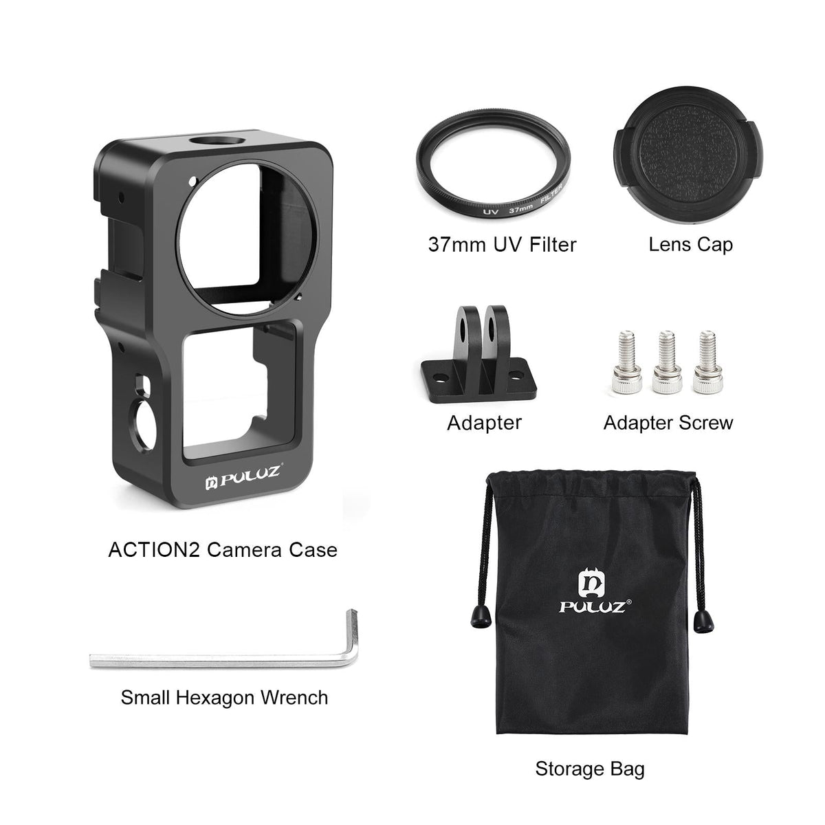 Aluminum Cage for Dji Action 2 - Cnc Alloy - Titanium Color