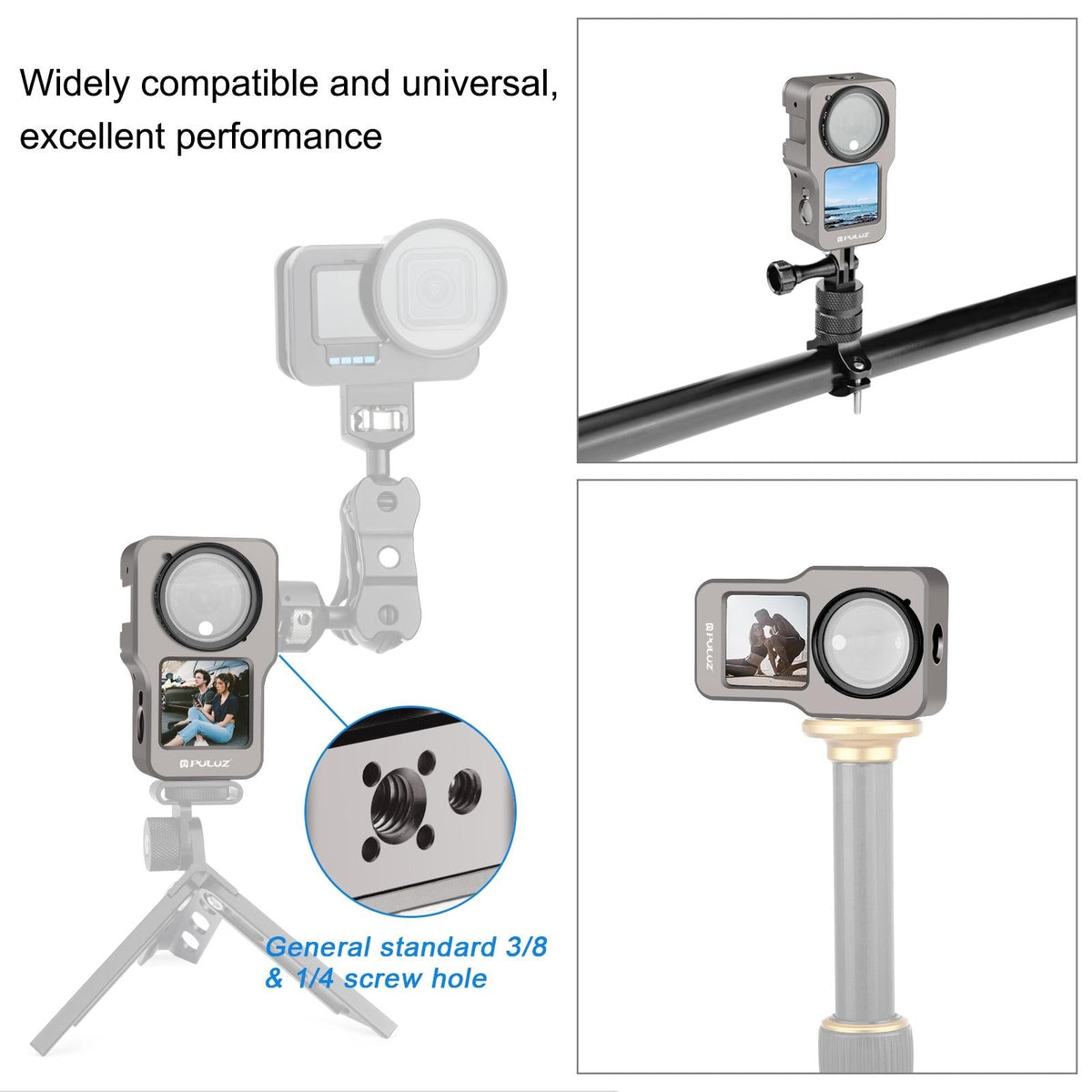 Aluminum Cage for Dji Action 2 - Cnc Alloy - Titanium Color