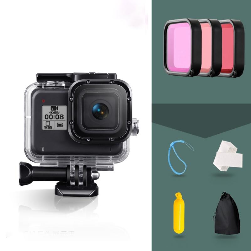 Waterproof Housing for Gopro Hero8 with Mount Filters Strap and Anti-fog Inserts