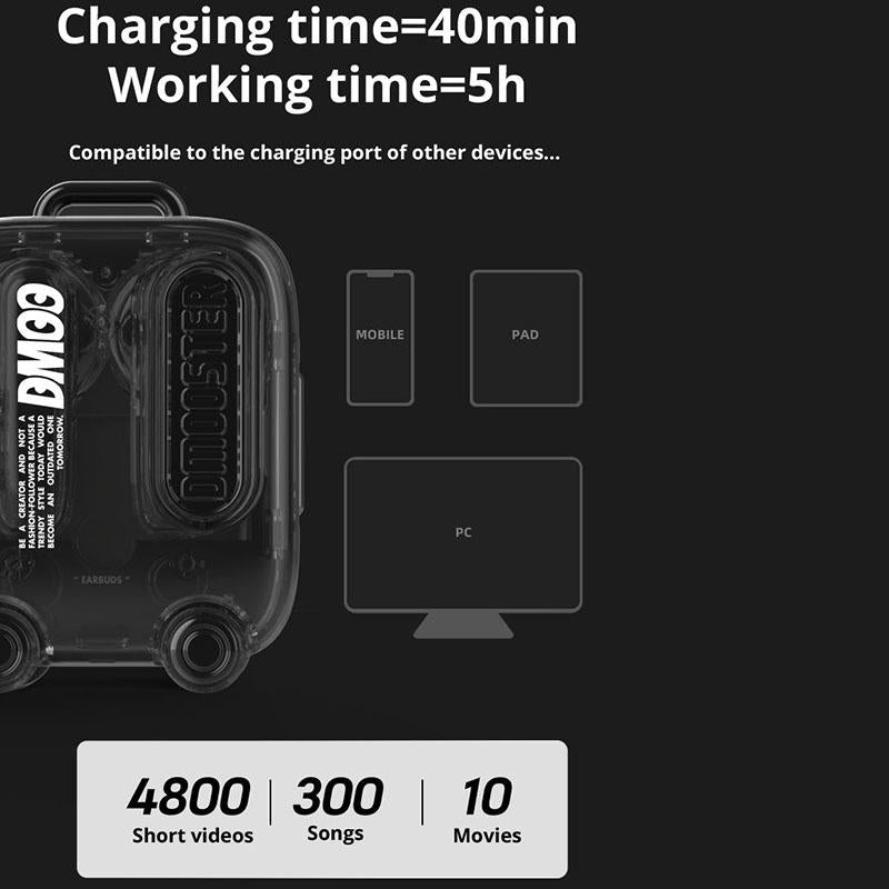 Wireless Bluetooth 5.0 Earphones - Suitcase Shape Ipx4 Tws - Transparent