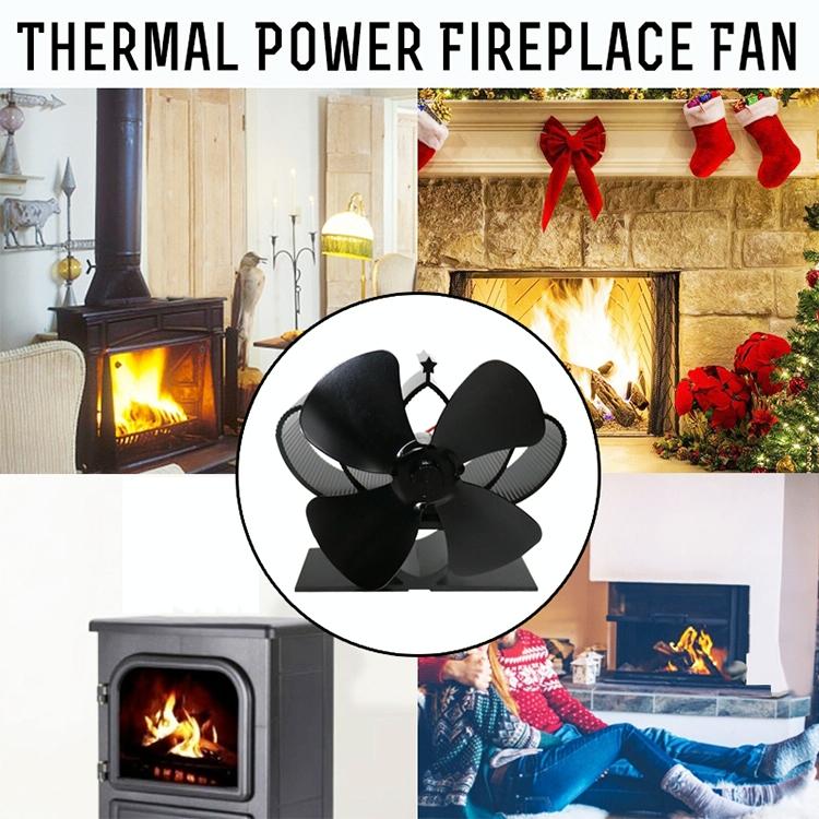 High Temperature 4-blade Heat Powered Stove Fan for Fireplaces - Bronze