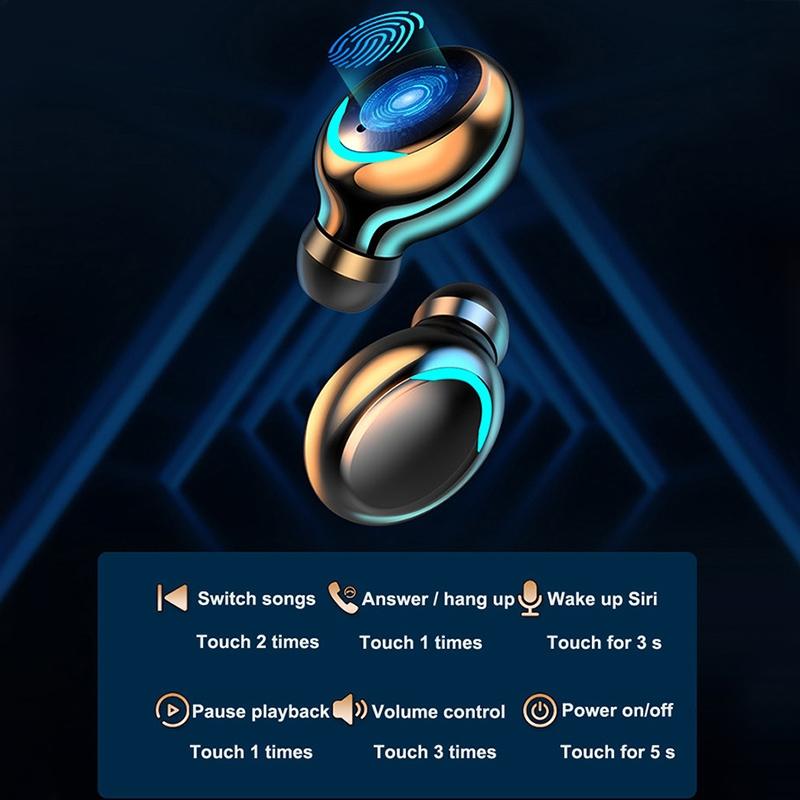 Macaron Series Bluetooth Earphones with Breathing Light & Noise Reduction - Baby Blue