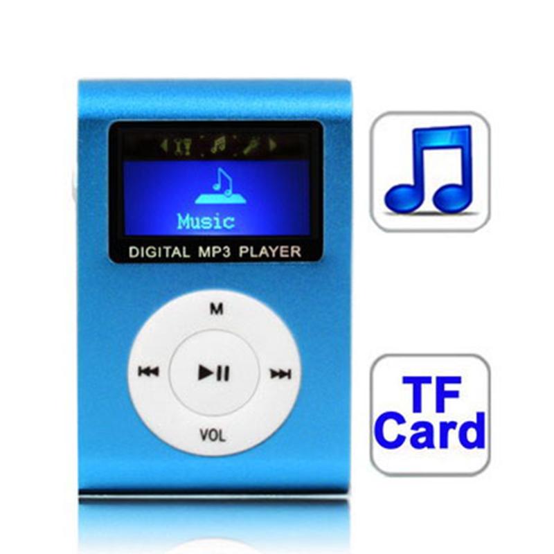 Lcd Mp3 Player With Tf / Micro Sd Slot & Metal Clip - Baby Blue