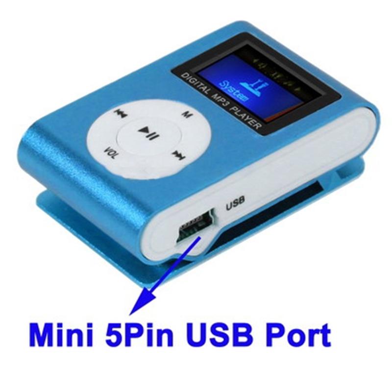Lcd Mp3 Player With Tf / Micro Sd Slot & Metal Clip - Baby Blue