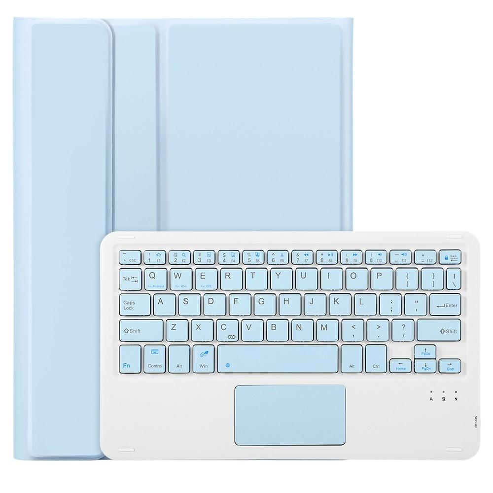 2022 Ipad 10.9 Lambskin Bluetooth Keyboard Case With Pen Slot - Baby Blue