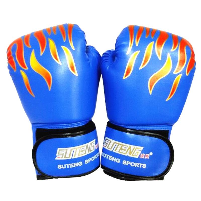 Adult Flame Pattern Pu Leather Boxing Gloves - Fitness - White