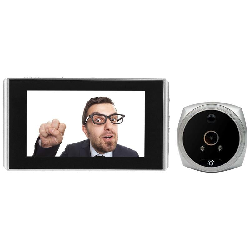 Smart Cat Eye Video Doorbell With 4.5 1080P Hd Screen Night Vision &amp; Motion Detection - White