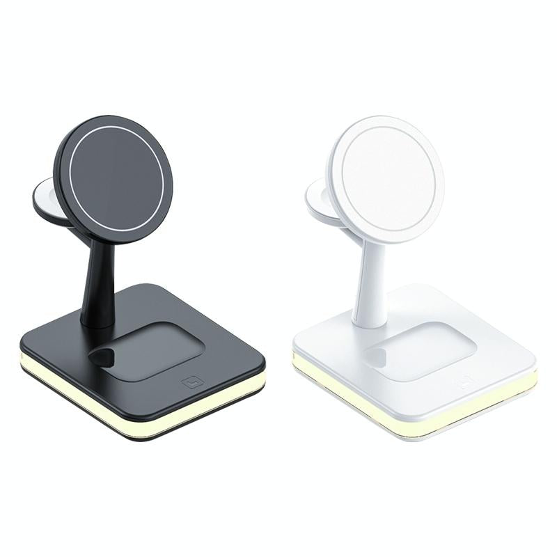 15W Wireless Fast Charger With 360° Rotating Holder - White