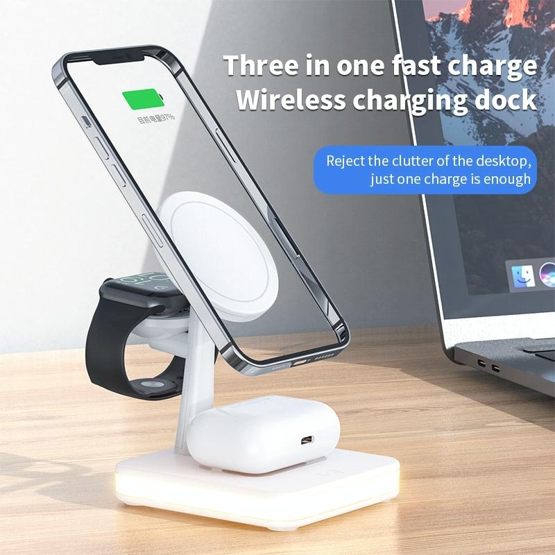 15W Wireless Fast Charger With 360° Rotating Holder - White