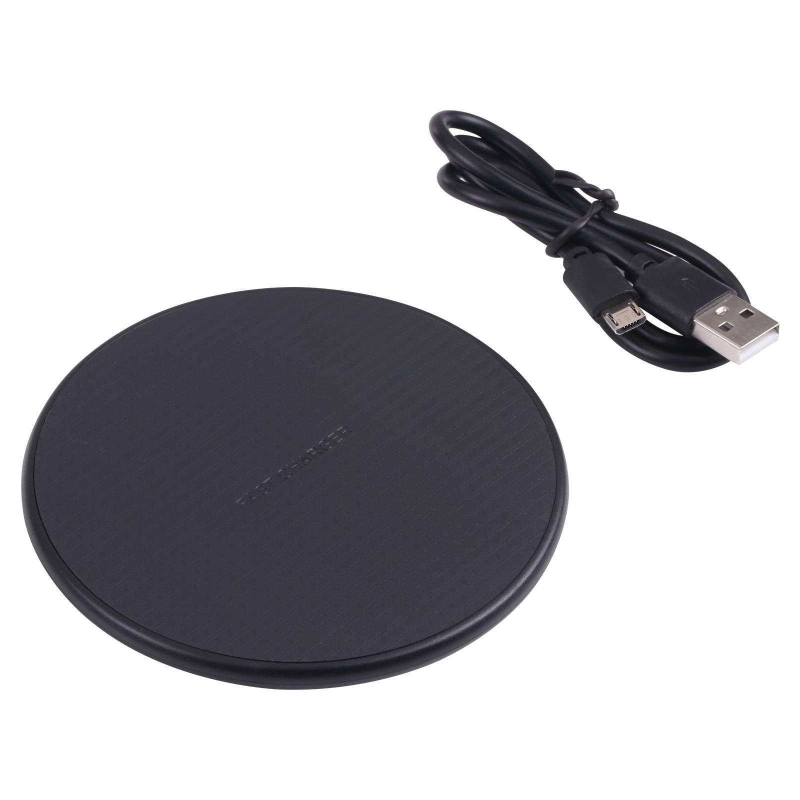 10W Plaid Pattern Round Wireless Charger - White
