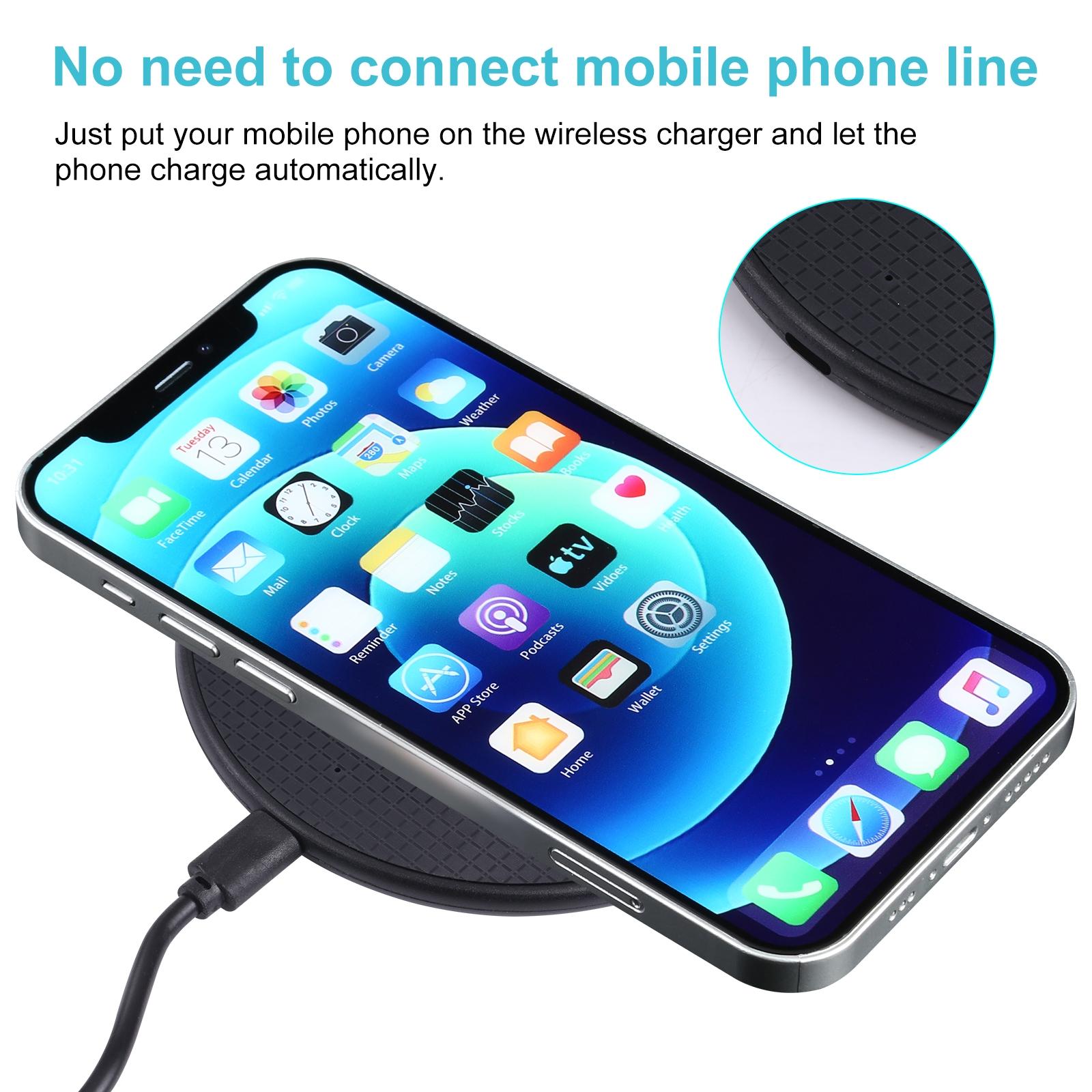 10W Plaid Pattern Round Wireless Charger - White