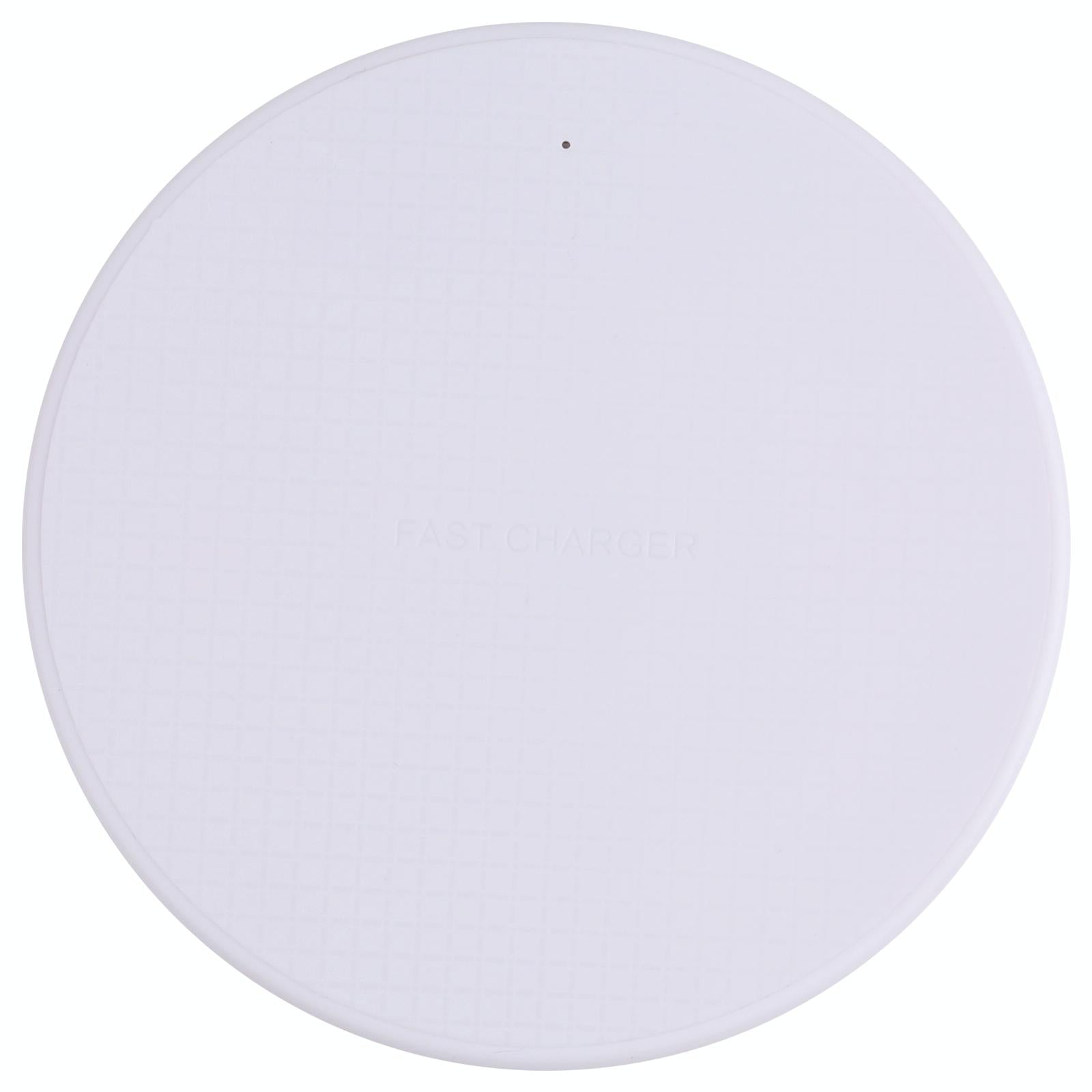10W Plaid Pattern Round Wireless Charger - White