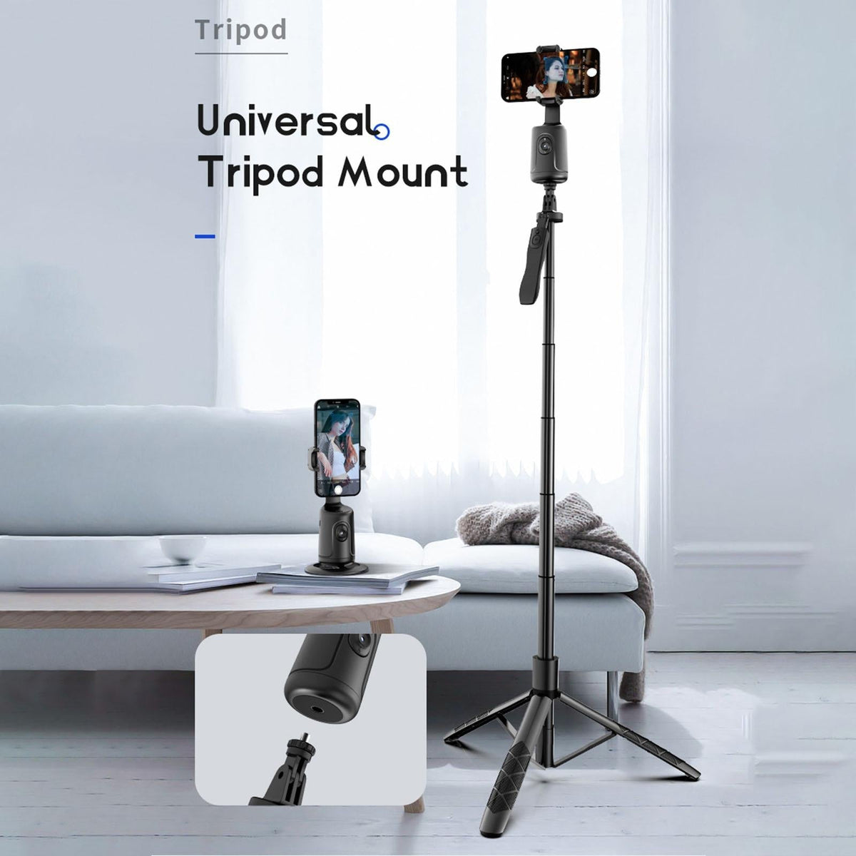 360 Rotation Follow-up Gimbal Stabilizer with 1 / 4-inch Interface - Black - White