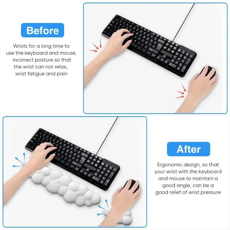 Memory Foam Mouse Pad With Wrist Rest - White