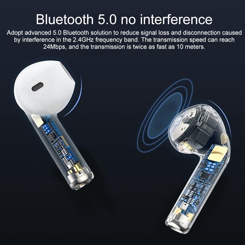 Wireless Bluetooth Earphones With Touch Display - White