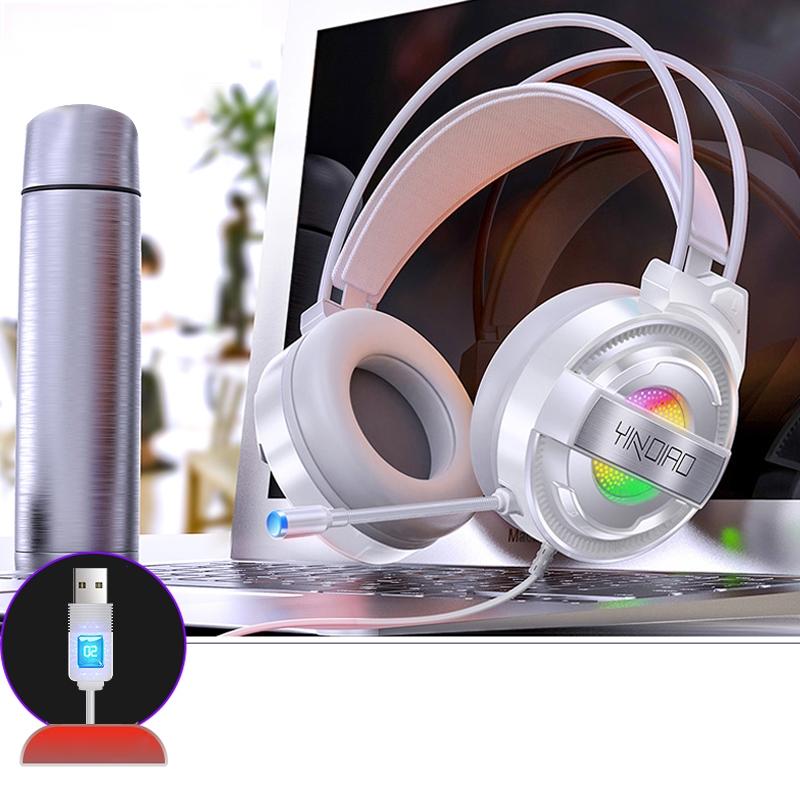 Usb Wired Gaming Headset With Mic &amp; Rgb Light 1.67M Cable White