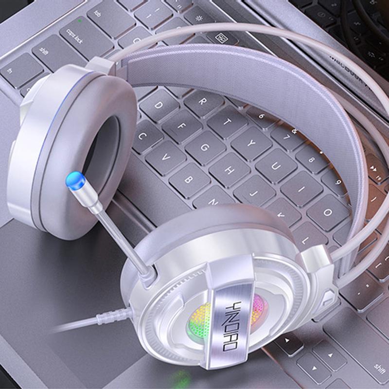 Usb Wired Gaming Headset With Mic & Rgb Light 1.67M Cable White